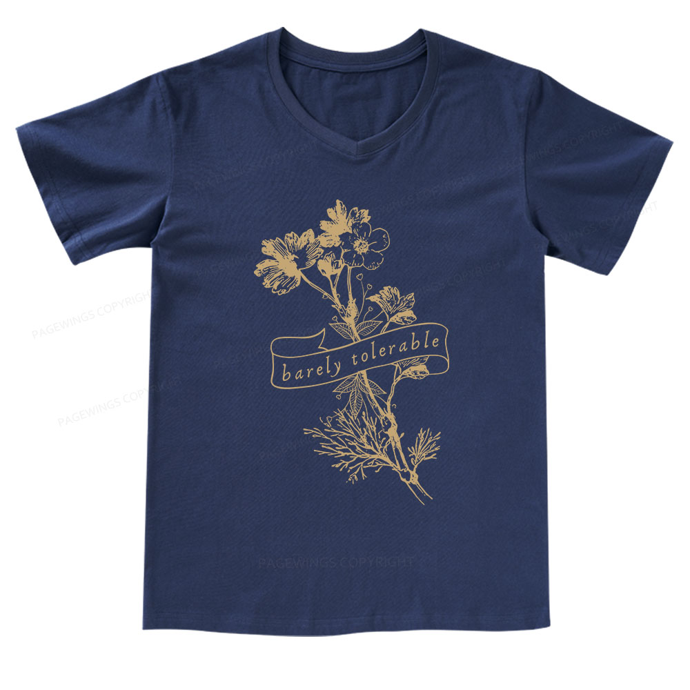 Pagewings Barely Tolerable V-neck T-shirt