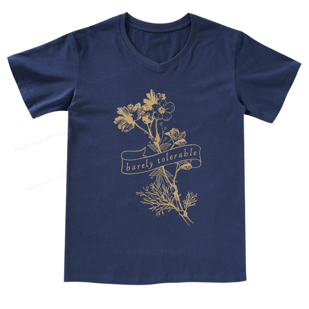 Pagewings Barely Tolerable V-neck T-shirt