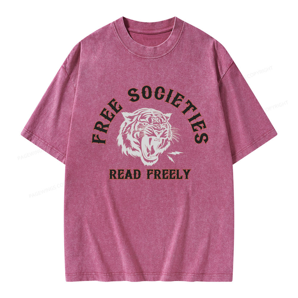 Pagewings Free Societies Read Freely Unisex Washed T-shirt
