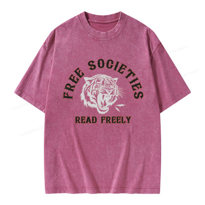 Pagewings Free Societies Read Freely Unisex Washed T-shirt