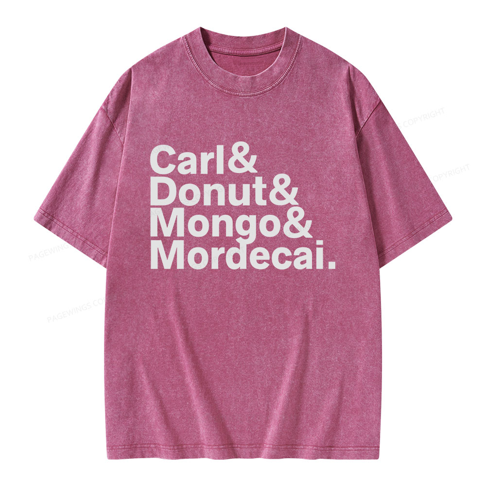 Pagewings Carl Donut Mongo Mordecai Unisex Washed T-shirt