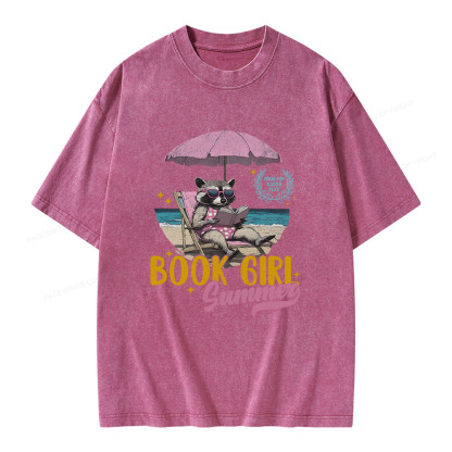 Pagewings Book Girl Summer Unisex Washed T-shirt