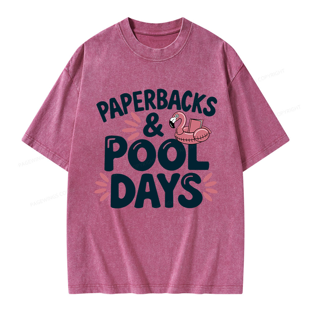 Pagewings Paperbacks And Pool Days Unisex Washed T-shirt