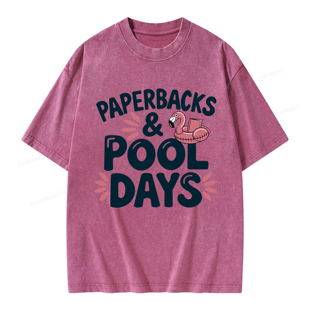 Pagewings Paperbacks And Pool Days Unisex Washed T-shirt