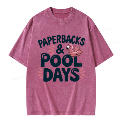 Pagewings Paperbacks And Pool Days Unisex Washed T-shirt