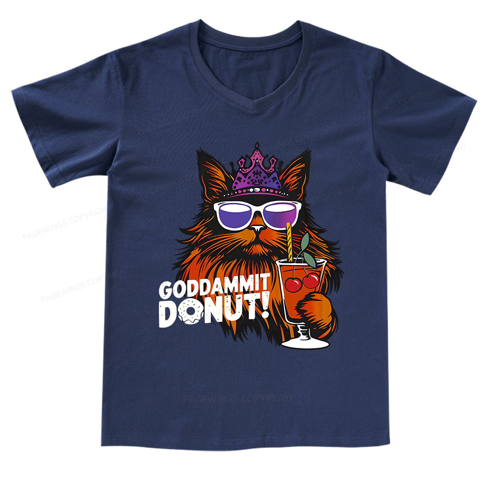 Pagewings Goddammit Donut V-neck T-shirt