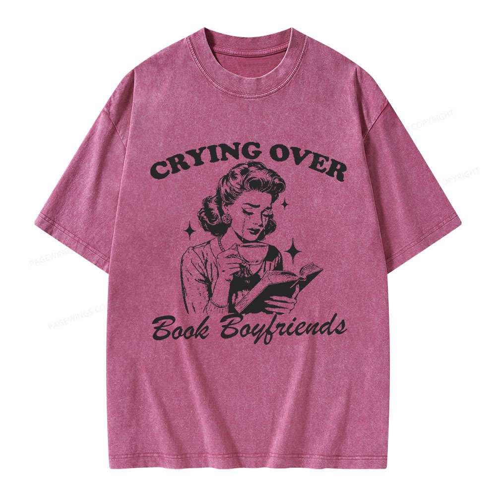 Pagewings Crying Over Book Boyfriends  Unisex Washed T-shirt