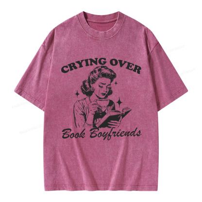 Pagewings Crying Over Book Boyfriends  Unisex Washed T-shirt