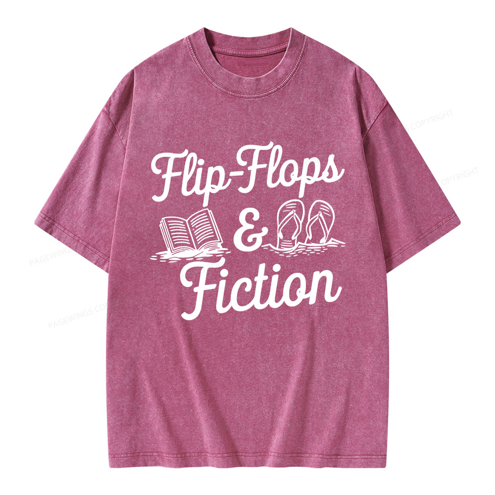 Pagewings Flip Flops And Fiction Unisex Washed T-shirt