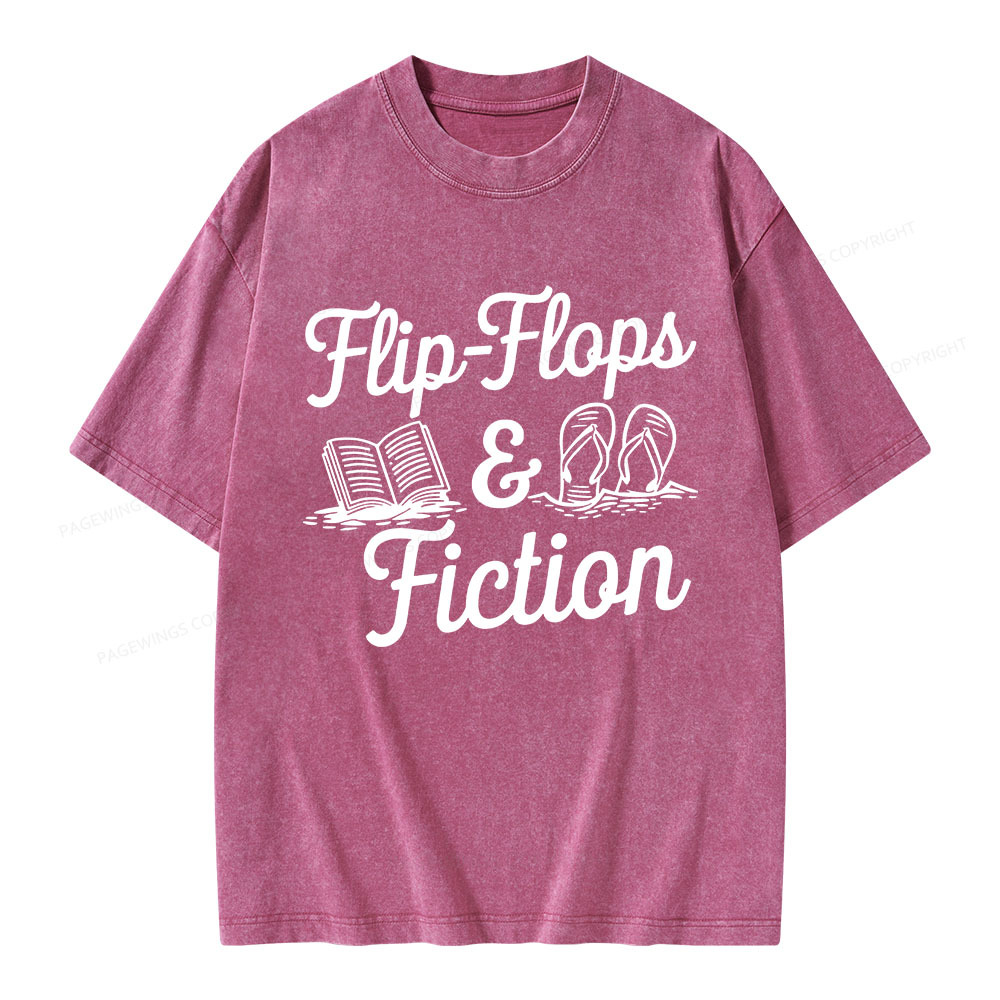 Pagewings Flip Flops And Fiction Unisex Washed T-shirt