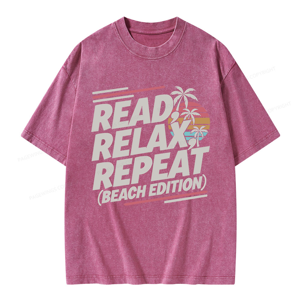 Pagewings Read Relax Repeat Unisex Washed T-shirt