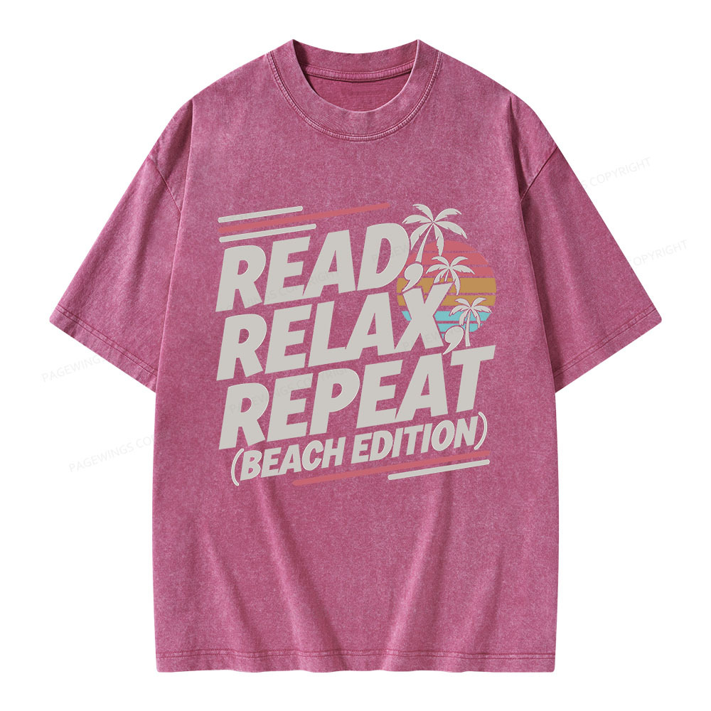 Pagewings Read Relax Repeat Unisex Washed T-shirt