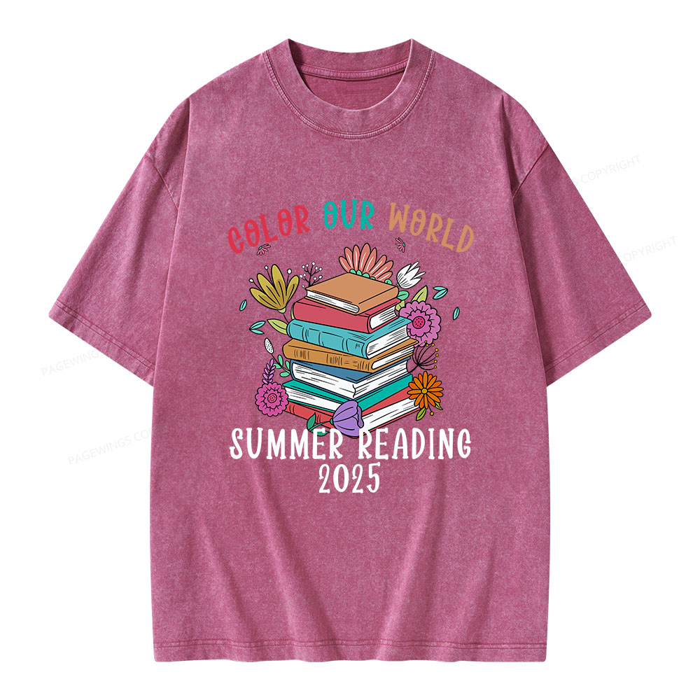 Pagewings Summer Reading 2025 Unisex Washed T-shirt