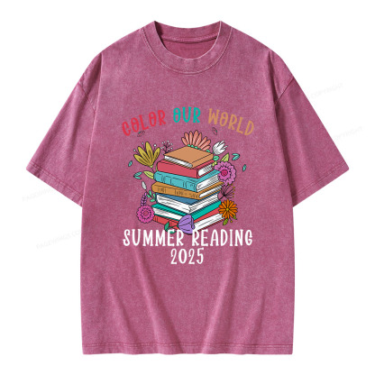 Pagewings Summer Reading 2025 Unisex Washed T-shirt