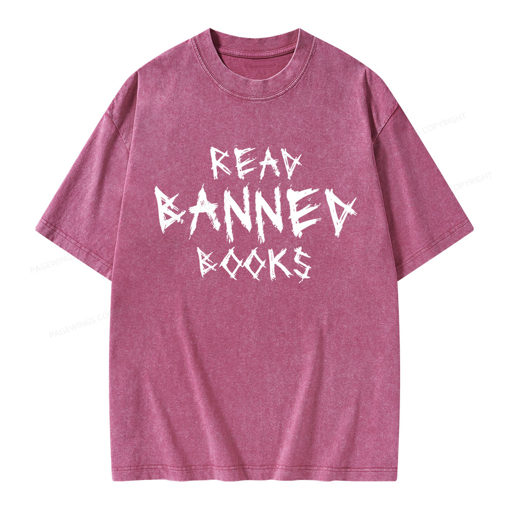 Pagewings I Read Banned Books Unisex Washed T-shirt
