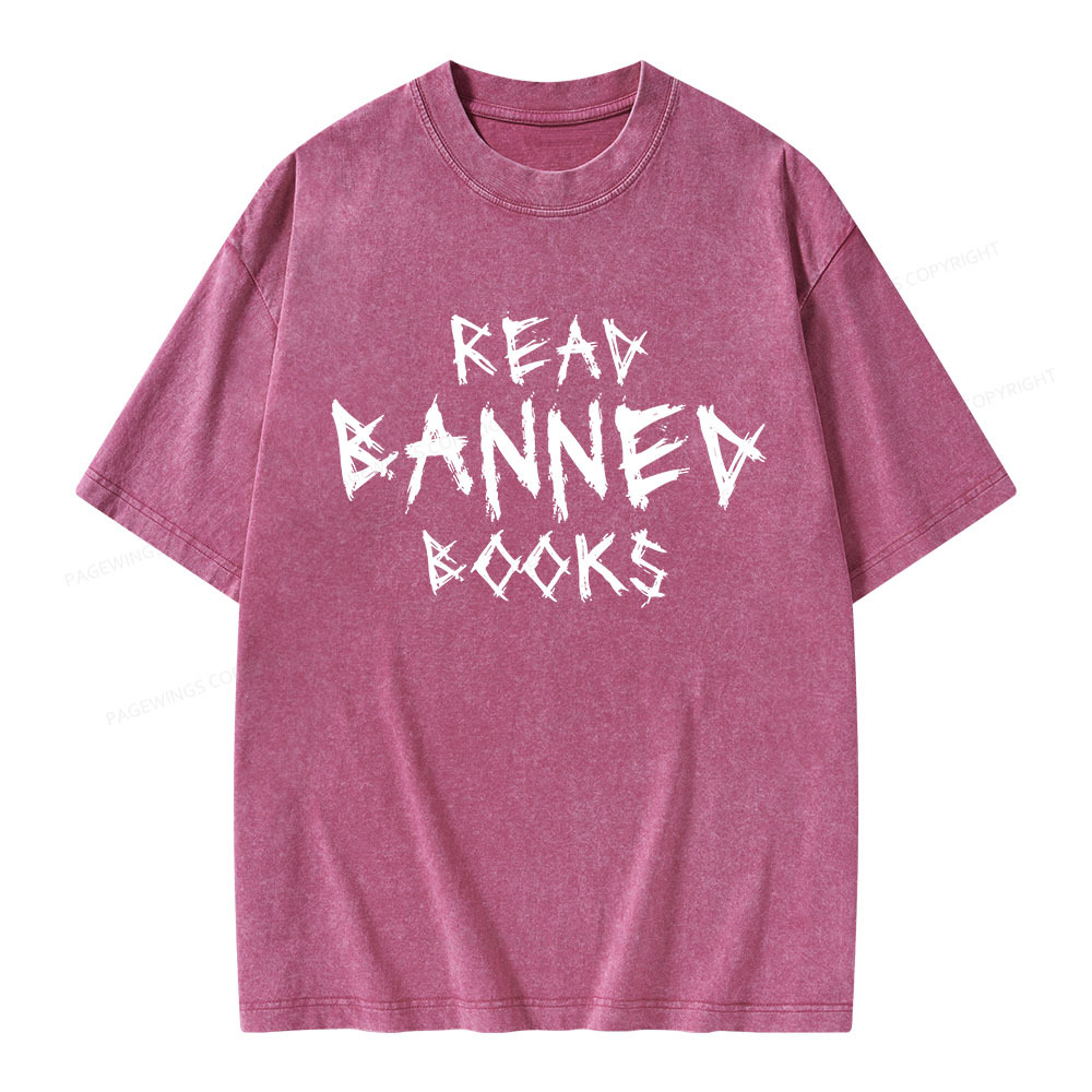 Pagewings I Read Banned Books Unisex Washed T-shirt