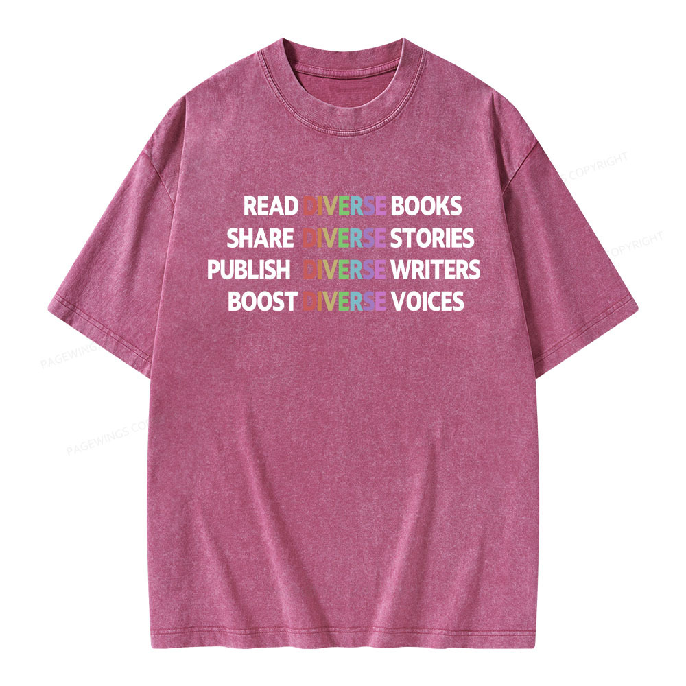 Pagewings Read Diverse Books Unisex Washed T-shirt
