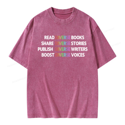 Pagewings Read Diverse Books Unisex Washed T-shirt