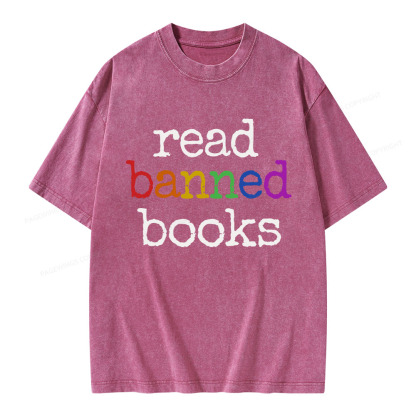 Pagewings Read Banned Books Unisex Washed T-shirt