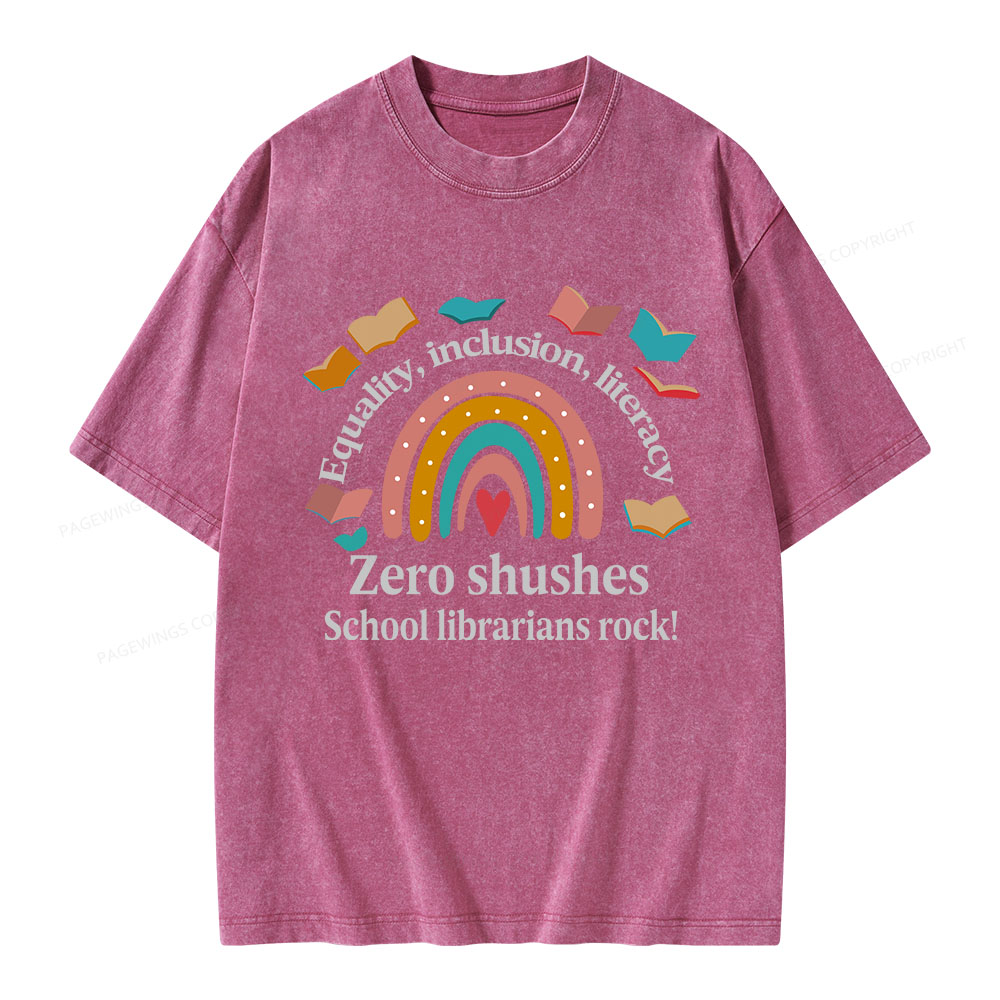 Pagewings Equality Inclusion Literacy Unisex Washed T-shirt