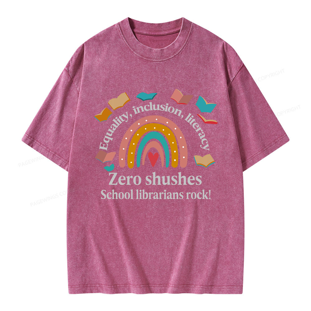 Pagewings Equality Inclusion Literacy Unisex Washed T-shirt