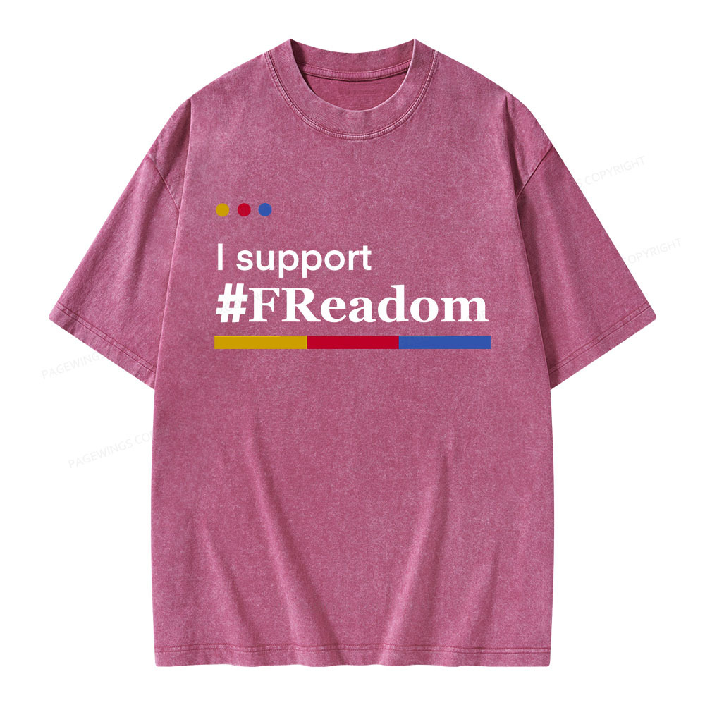 Pagewings I Support FReadom Unisex Washed T-shirt
