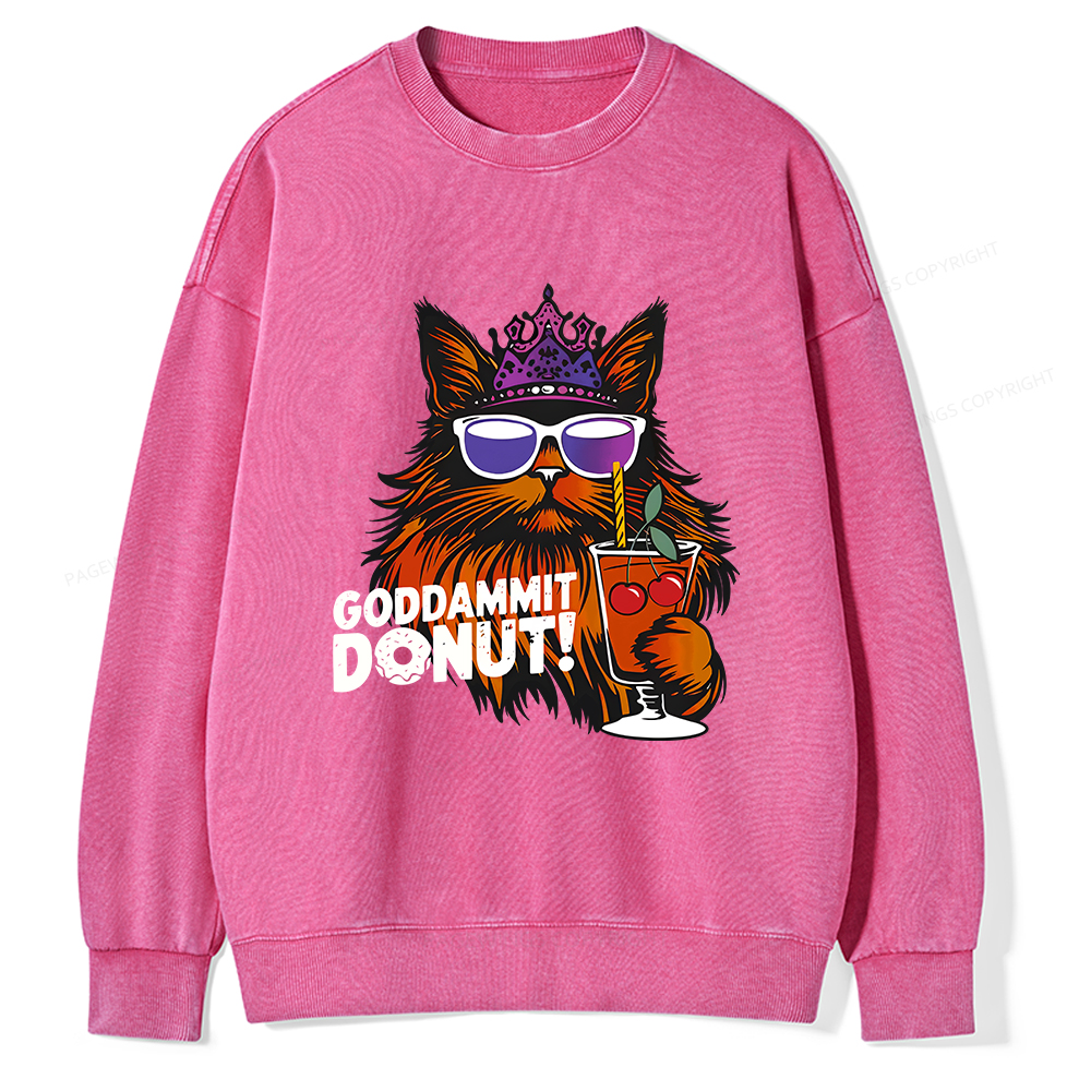 Pagewings Goddammit Donut Unisex Washed Sweatshirt