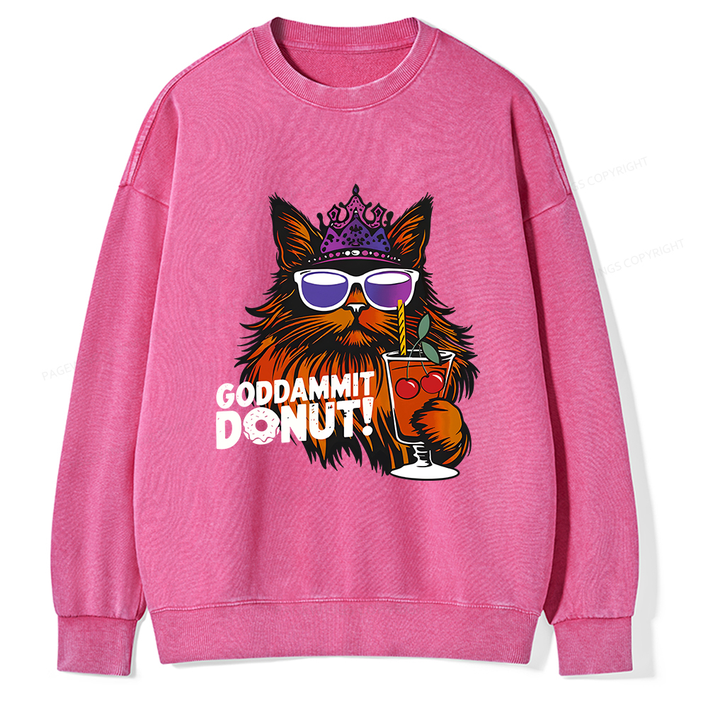 Pagewings Goddammit Donut Unisex Washed Sweatshirt