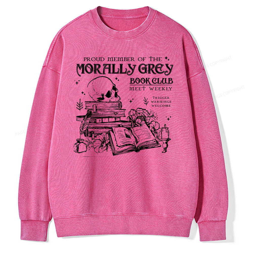 Pagewing  Morally Grey Book Club Hoodie Unisex Washed Sweatshirt