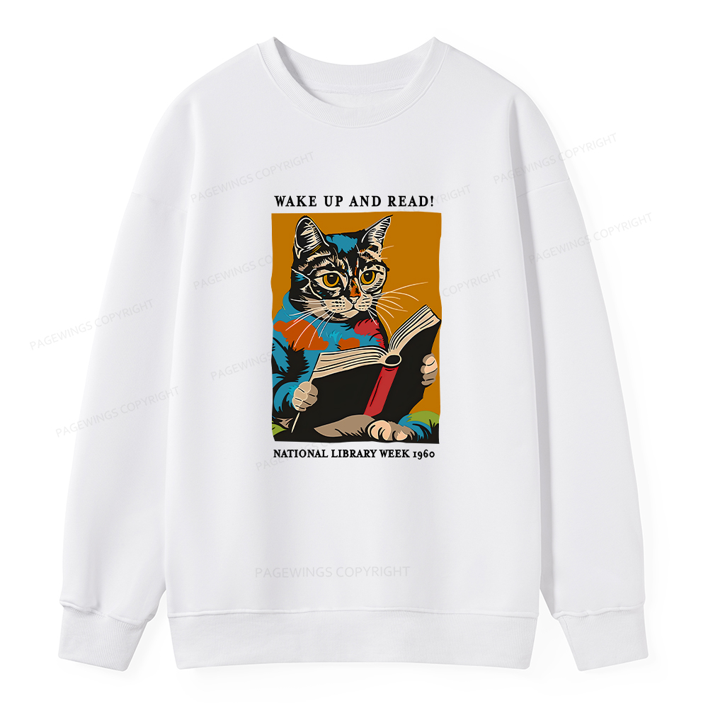 Pagewings Cat Reading Poster Unisex Classic Sweatshirt