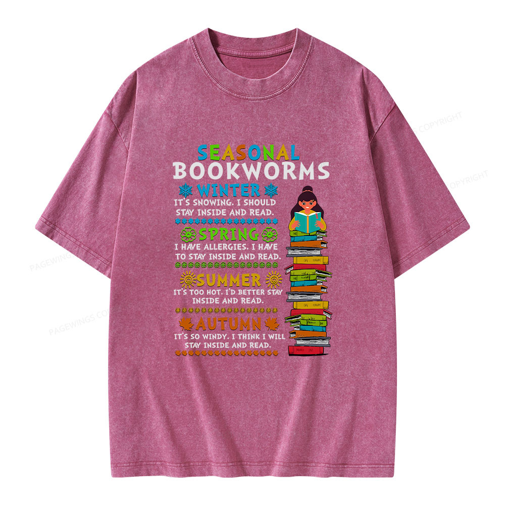 Pagewings Seasonal BookWorms Unisex Washed T-shirt