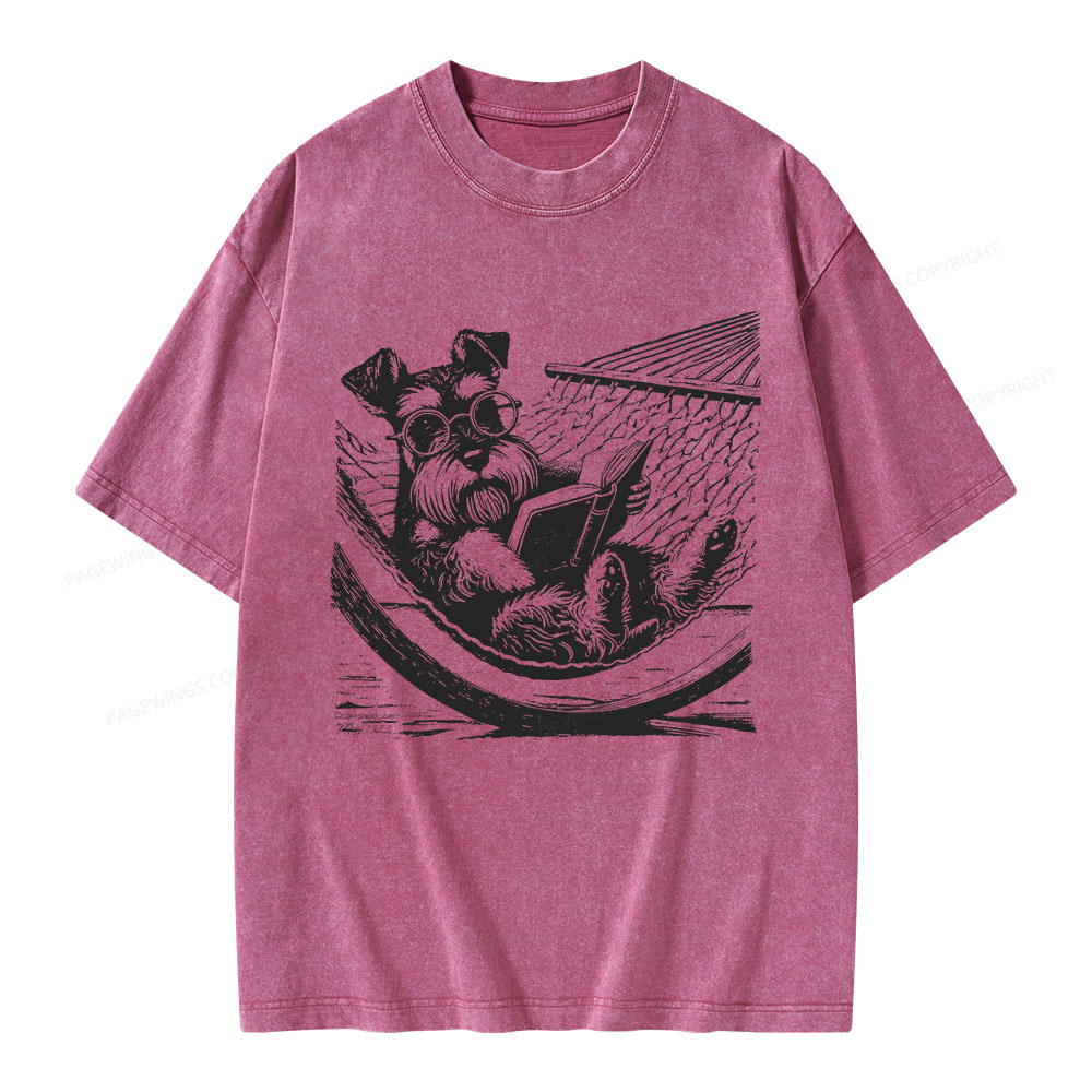 Pagewings Reading Dog Unisex Washed T-shirt