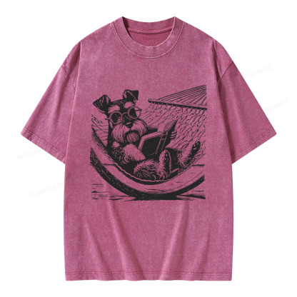 Pagewings Reading Dog Unisex Washed T-shirt
