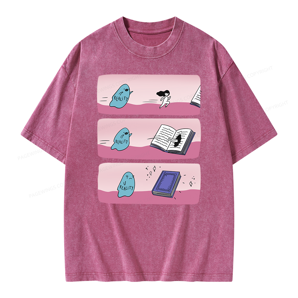 Pagewing Books vs Reality Unisex Washed T-shirt