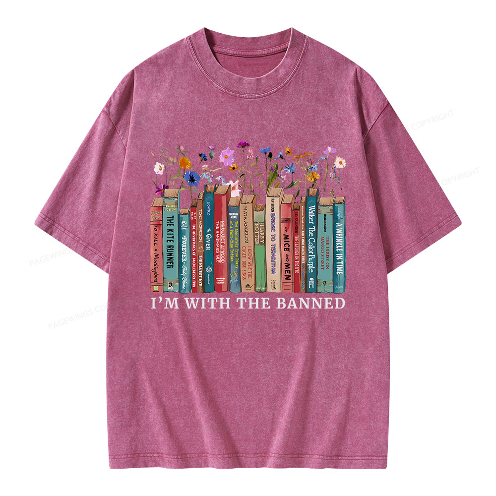 Pagewings I'm With The Banned Unisex Washed T-shirt
