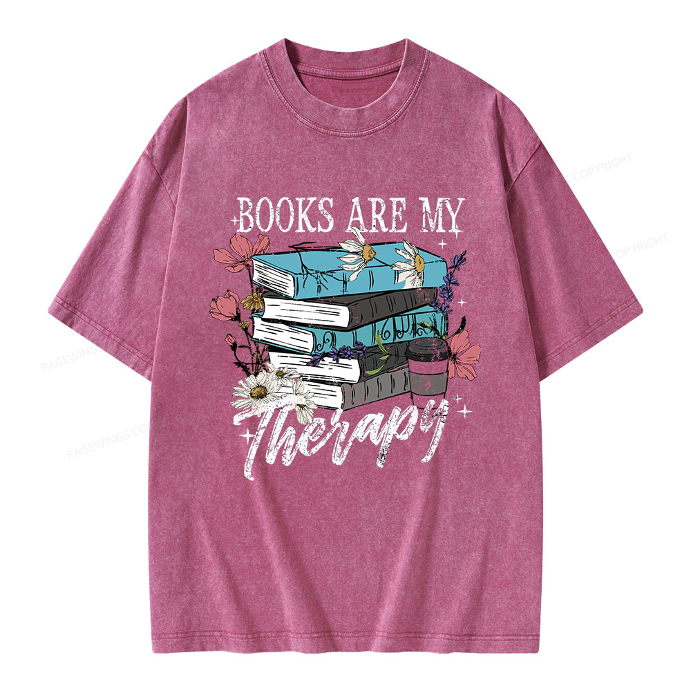 Pagewings Book Are My Therapy Unisex Washed T-shirt