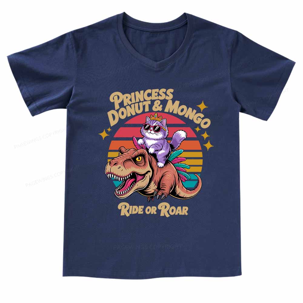 Pagewings Princess Donut & Mongo  V-neck T-shirt