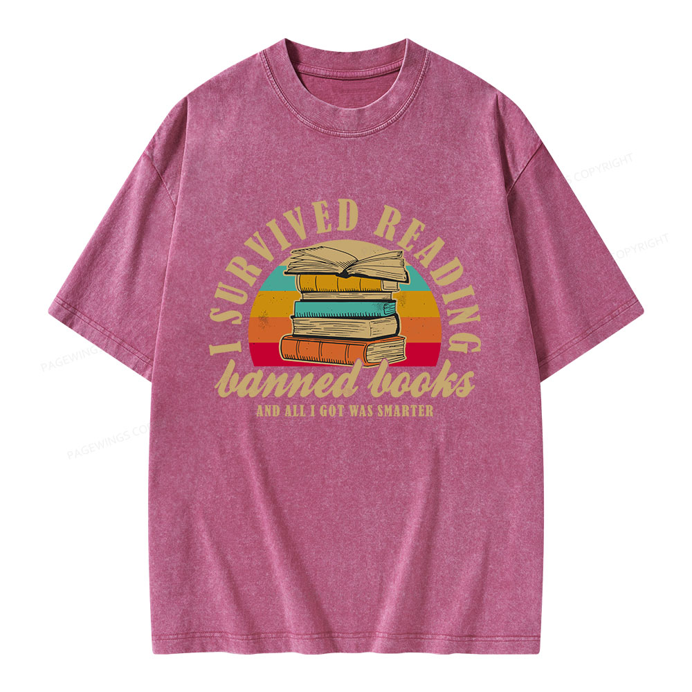 Pagewings I Survived Reading Banned Books Unisex Washed T-shirt