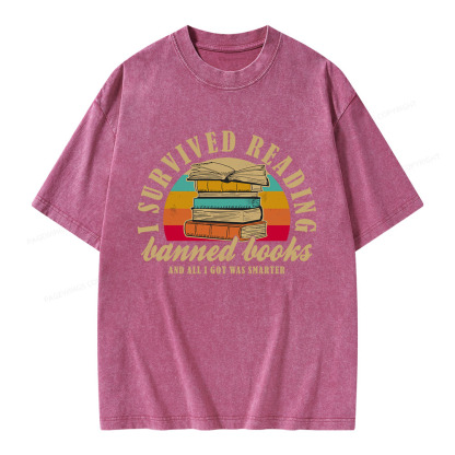 Pagewings I Survived Reading Banned Books Unisex Washed T-shirt