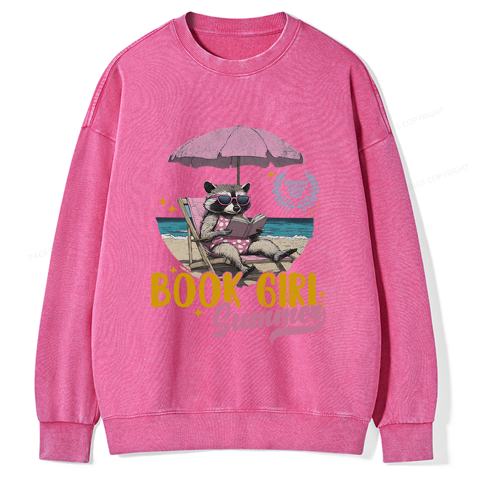 Pagewings Book Girl Summer Unisex Washed Sweatshirt