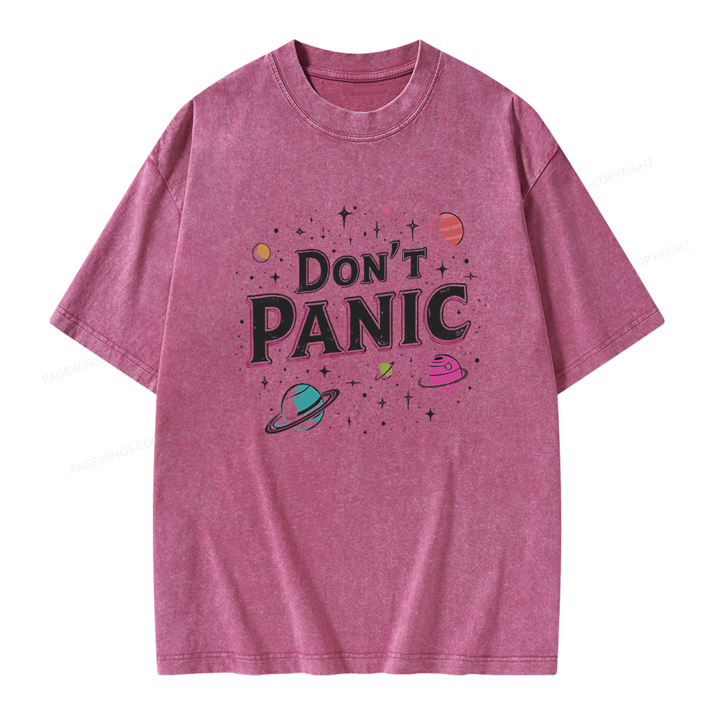 Pagewings Don't Panic Unisex Washed T-shirt