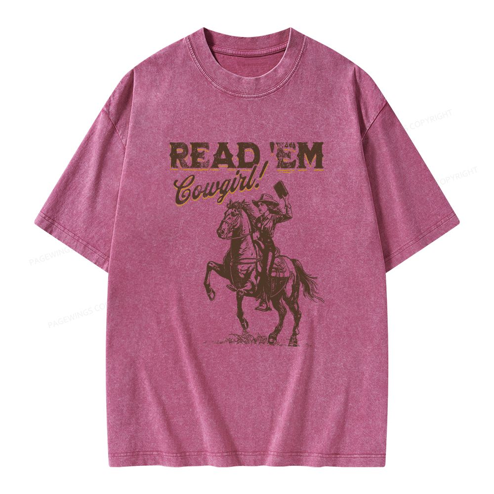 Pagewings Bookish Cowgirl Unisex Washed T-shirt