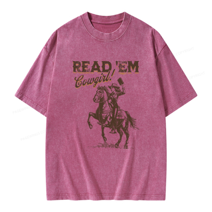 Pagewings Bookish Cowgirl Unisex Washed T-shirt