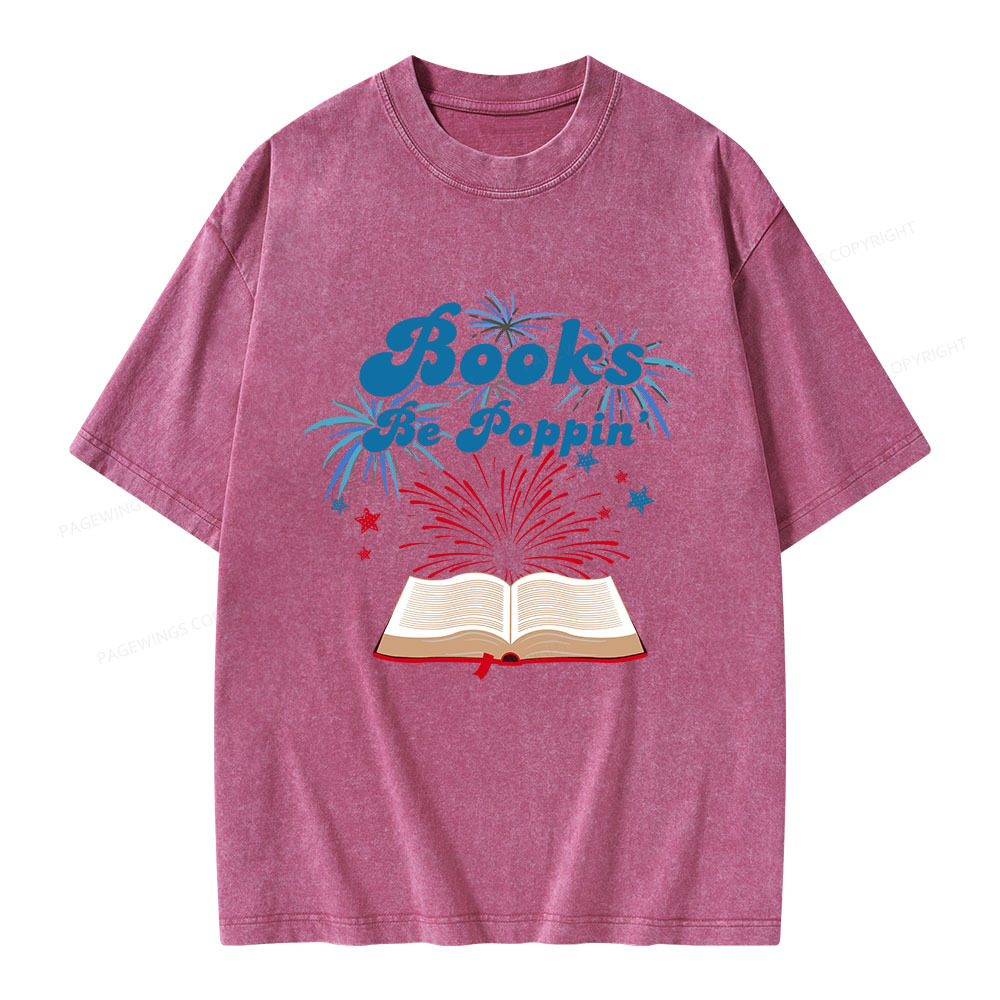 Pagewings Books Be Poppin Unisex Washed T-shirt
