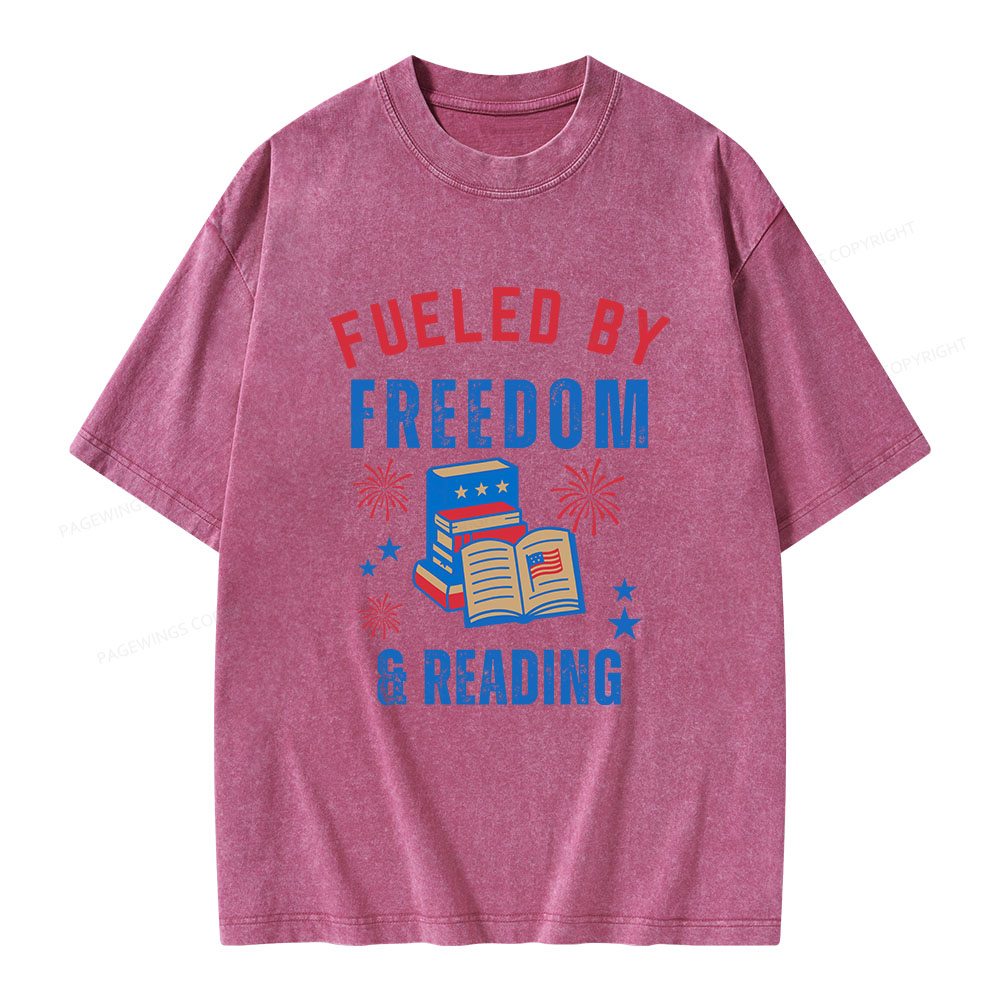 Pagewings Fueled Freedom Reading Unisex Washed T-shirt