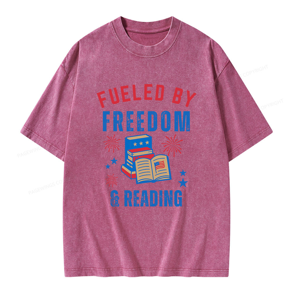 Pagewings Fueled Freedom Reading Unisex Washed T-shirt
