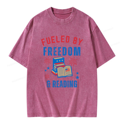 Pagewings Fueled Freedom Reading Unisex Washed T-shirt