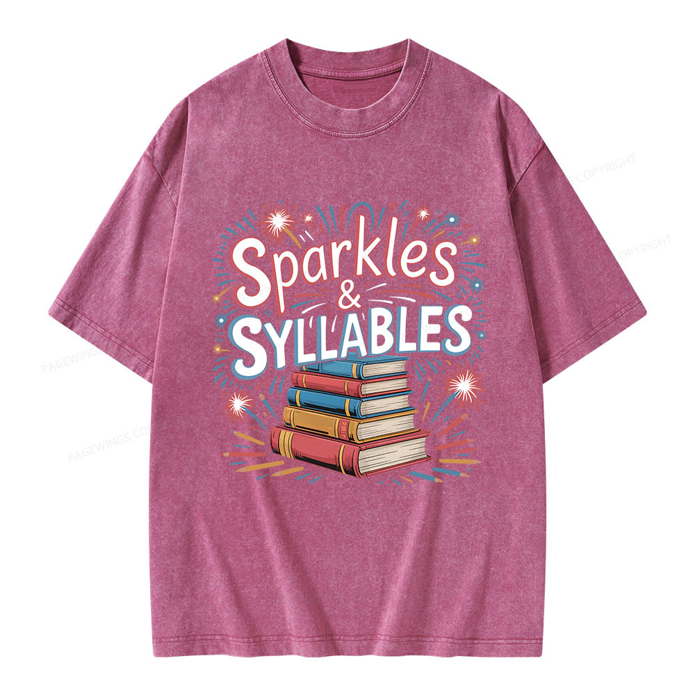 Pagewings Sparkles & Syllables Unisex Washed T-shirt