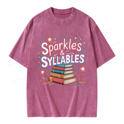 Pagewings Sparkles & Syllables Unisex Washed T-shirt