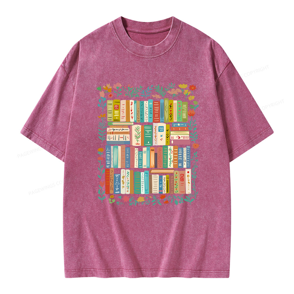 Pagewings Vintage Library Unisex Washed T-shirt